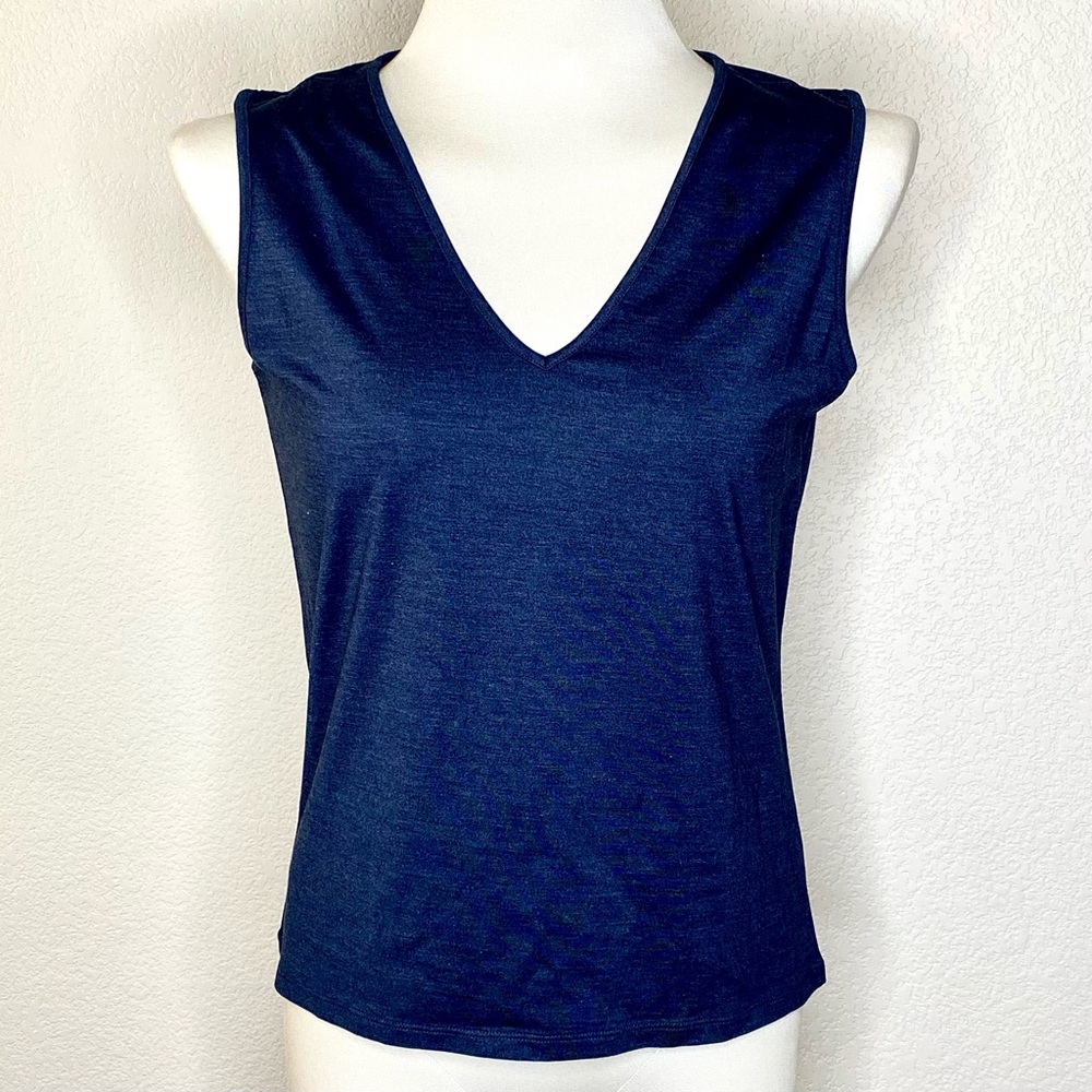 MAGASCHONI Blue Silk V-Neck Dress Top NWT